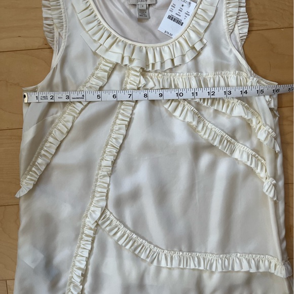 J.Crew NWT Silk Top Ivory Ruffle size 2 - Picture 4 of 4